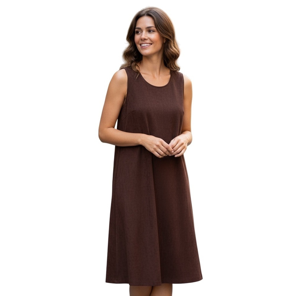 Erika faux micro suede sleeveless maxi dress in burgundy back slit size large
